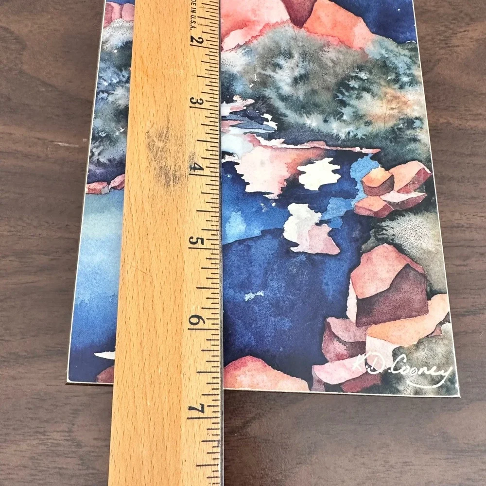 VTG Wooden Jewelry Box With Watercolor Art 